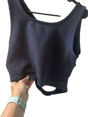 Cropped Roxy Textured Tank Top in Deep Navy